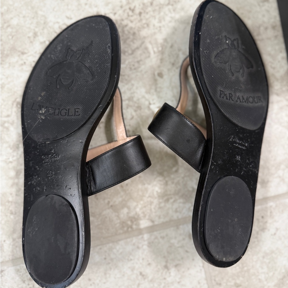 Gucci Black and Gold Women's Sandals - Picture 3 of 4